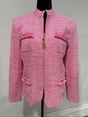 St. John Sport by Marie Gray Pink Tweed Zip-Front Jacket
